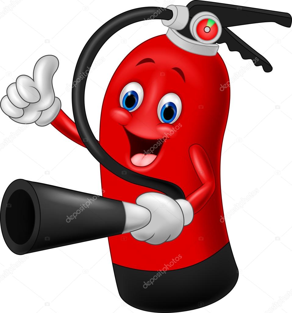 Cartoon Character of fire extinguisher giving thumb up