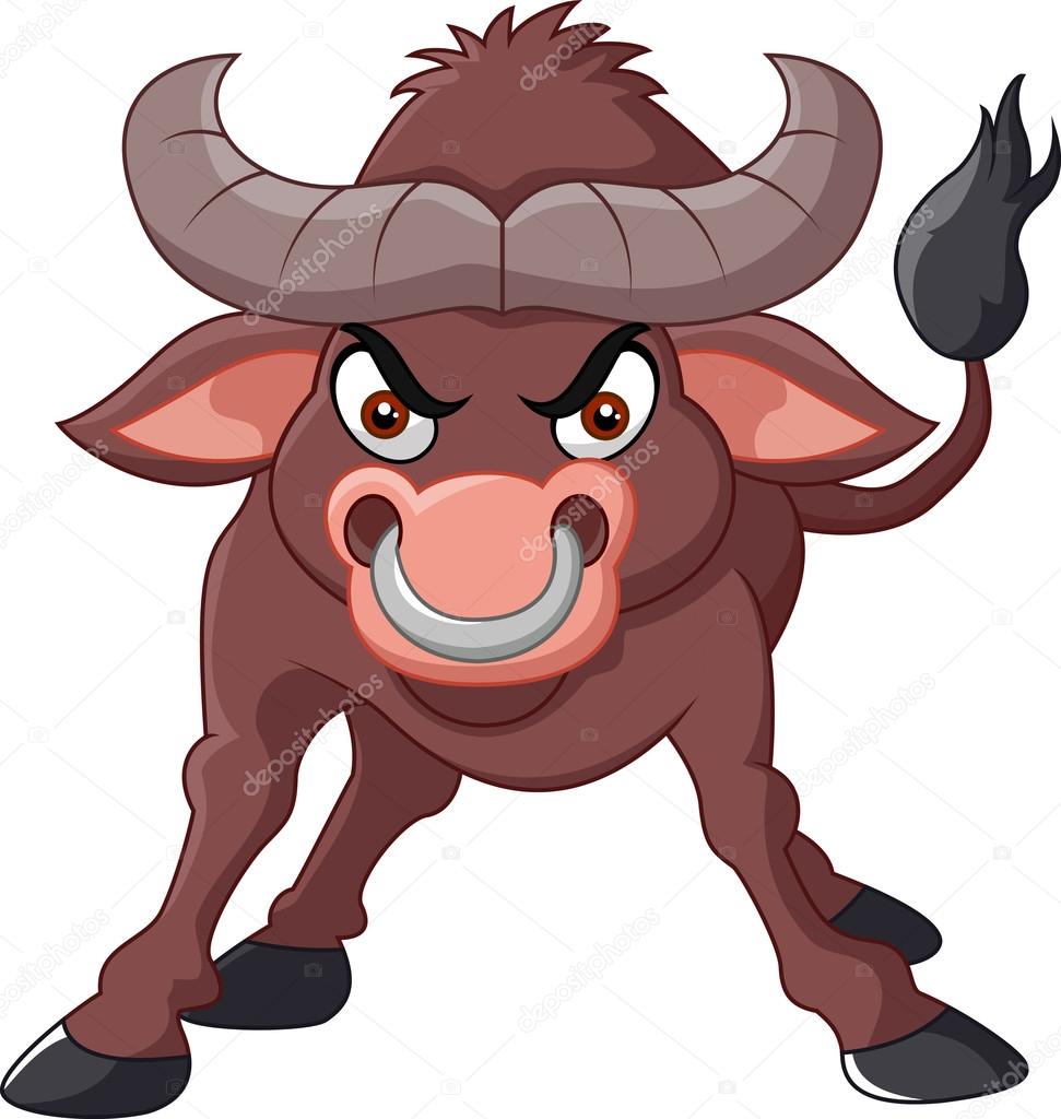 Angry bull with strong power