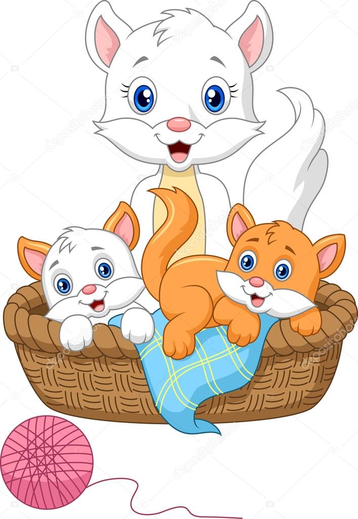 Cartoon mother cat playing with baby cat,vector illustration Stock Vector  Image by ©tigatelu #82289590