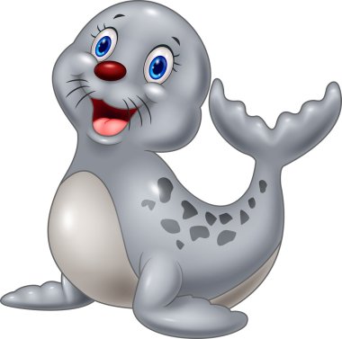 Cute baby seal cartoon on white background