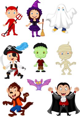 Collection children with Halloween costume