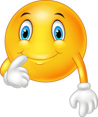 Happy cartoon emoticon thinking