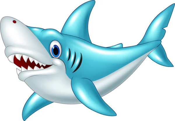 Cartoon haj isolerad på vit bakgrund — Stock vektor
