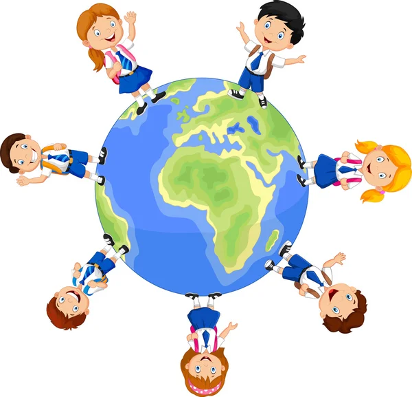 School children around the globe — Stockový vektor
