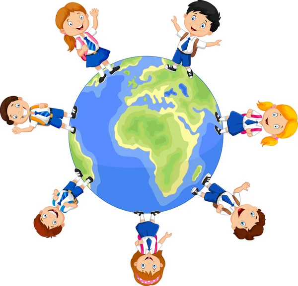 School children around the globe — Stock Vector