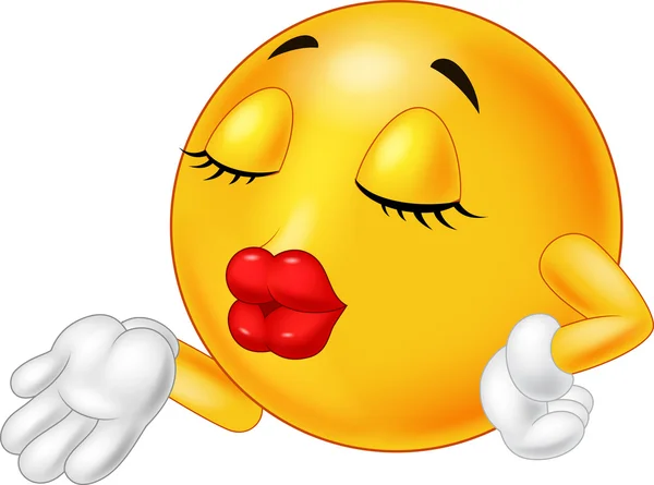 Emoticon smiley blowing a kiss — ストックベクタ