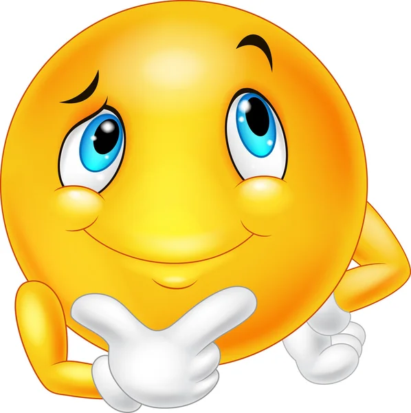 Happy cartoon emoticon thinking