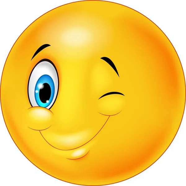 Happy emoticon smiley with eyes blinking — Stockvector