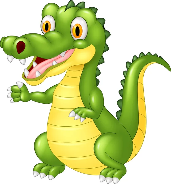 Happy cartoon crocodile waving hand — Stock Vector