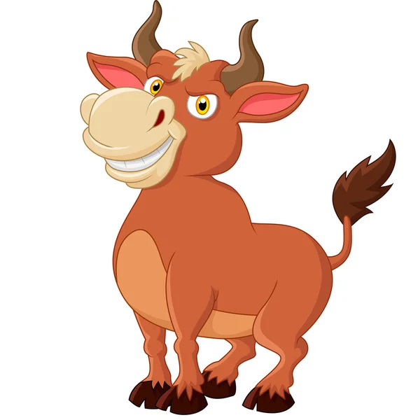Mascote de touro sorridente. ilustração no fundo branco — Vetor de Stock