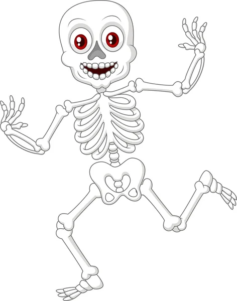 Halloween Skeleton saltando con la danza sobre fondo aislado — Archivo Imágenes Vectoriales
