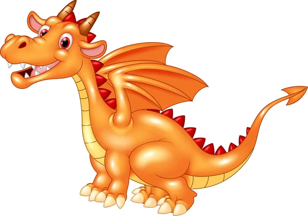 Dragón sentado con una cara feliz, ilustración vectorial — Vector de stock