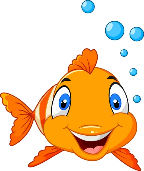 Bonito payaso peces de dibujos animados bajo el agua y burbuja — Vector de stock