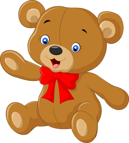 Cartoon teddy bear waving hand — Stock Vector