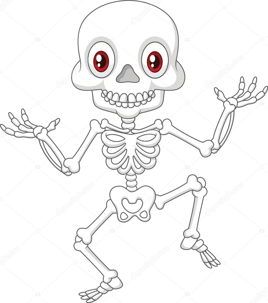 Halloween Skeleton jumping with dance on isolated background