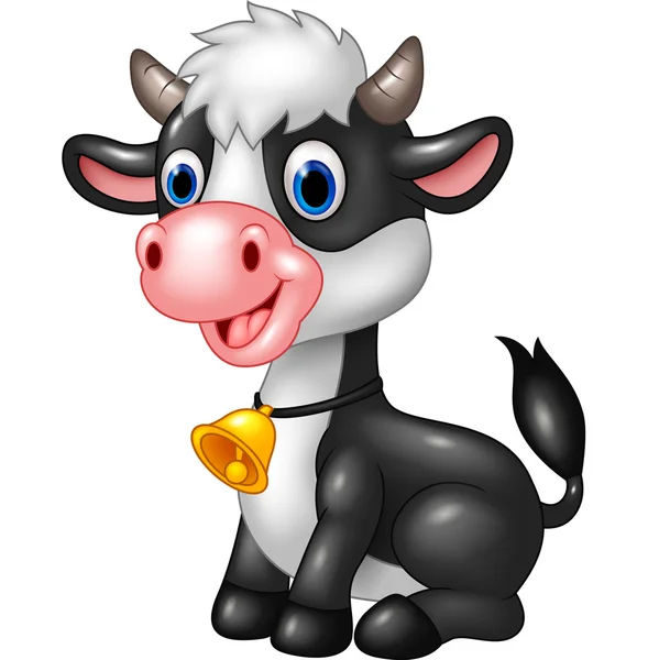 Happy baby cow sitting on white background — Stock Vector