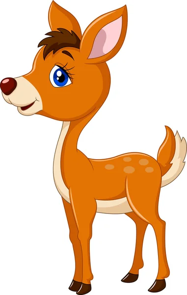 Happy baby deer cartoon poserar på isolerade bakgrund — Stock vektor