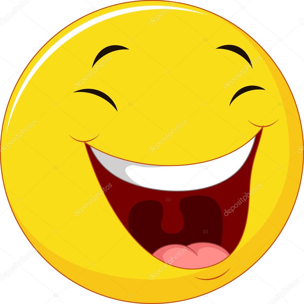 Smiling emoticon with laugh face on isolated background