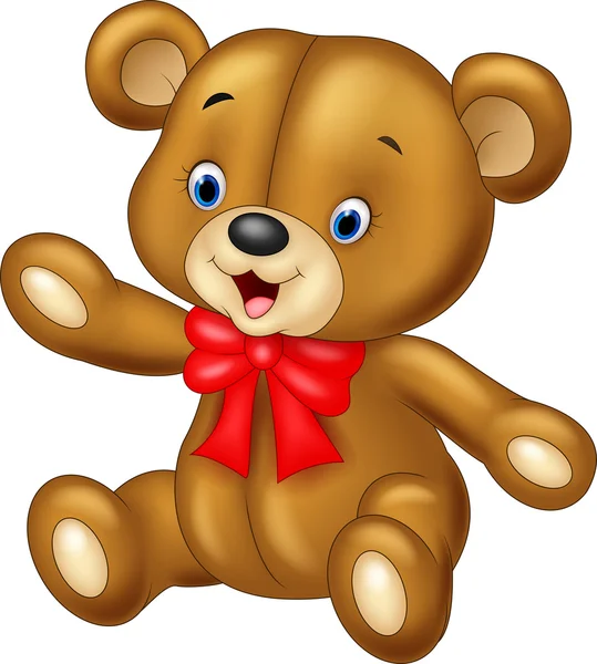 Cartoon teddybeer zwaaien hand — Stockvector