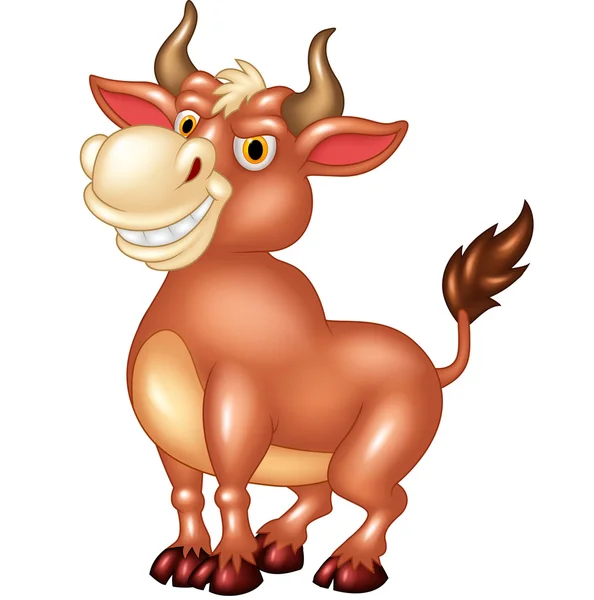 Cartoon mascot bull with large horns — Stock Vector