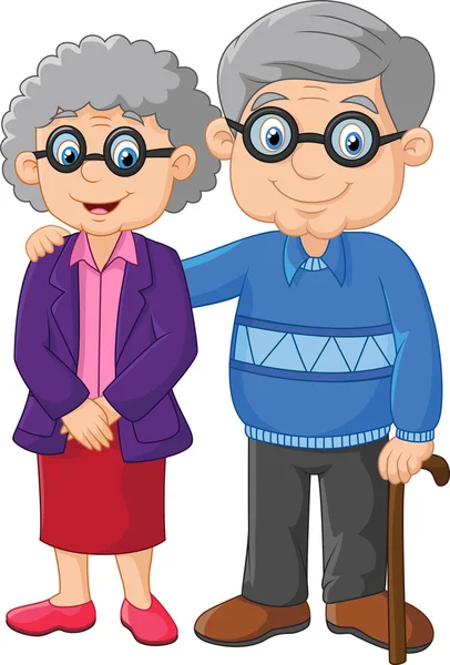 Cartoon elderly couple isolated on white background — Stock Vector