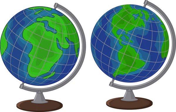 Cartoon globe two side — Stock Vector