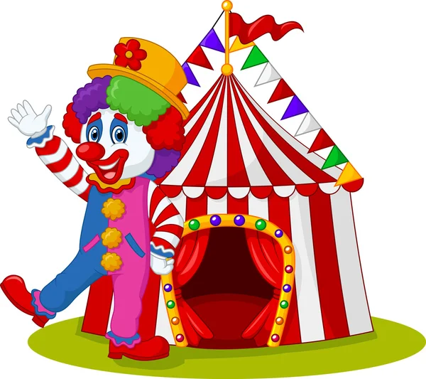 Clown cartone animato mano ondulante — Vettoriale Stock