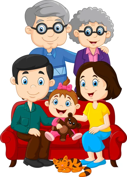 Familia feliz aislada sobre fondo blanco — Vector de stock