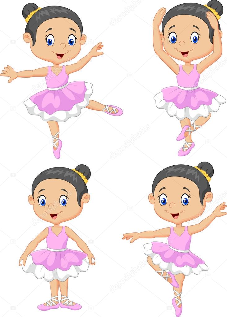 Cartoon little ballet dancer collection set