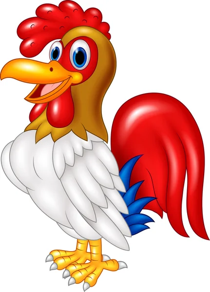 Dessin animé poulet coq posant. isolé sur fond blanc — Image vectorielle