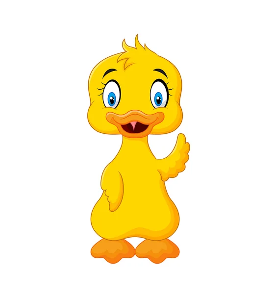 Cute baby duck hand waving isolated on white background — Stock Vector