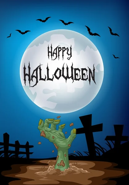 Halloween-Hintergrund mit Hand aus dem Grab — Stockvektor