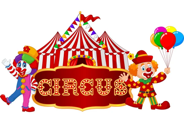 Tenda da circo con clown. isolato su sfondo bianco — Vettoriale Stock