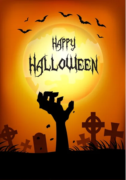 Halloween background with hand out from the grave — Stock Vector