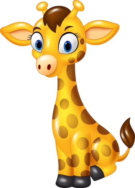 Cartoon baby giraffe sitting isolated on white background — Stock Vector