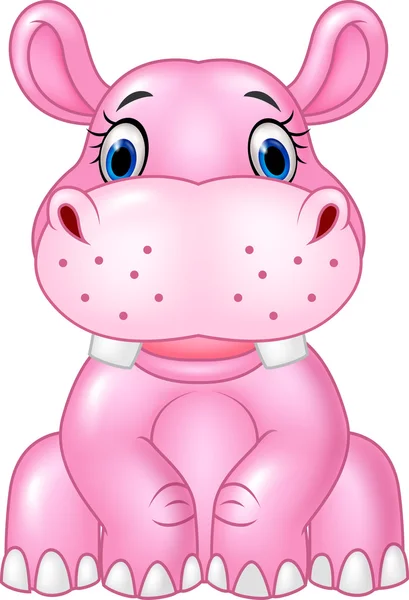 Cartoon baby hippo vergadering geïsoleerd op witte achtergrond — Stockvector