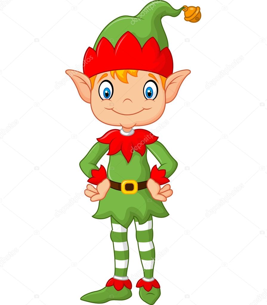 Cartoon Cute Christmas elf posing