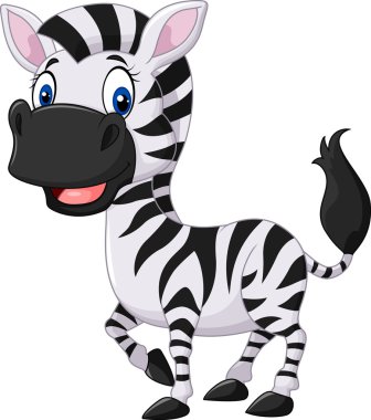Zebra poz beyaz arka plan üzerinde izole şirin bebek
