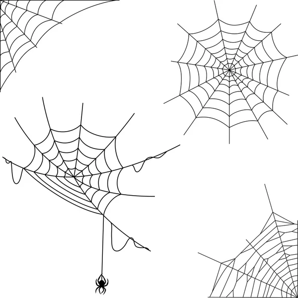 Cartoon Spinnennetz Sammlung Set — Stockvektor
