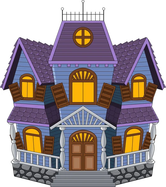 Cartoon scary house isolated on white background — Stock Vector