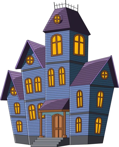 Cartoon scary house isolated on white background — Stock Vector