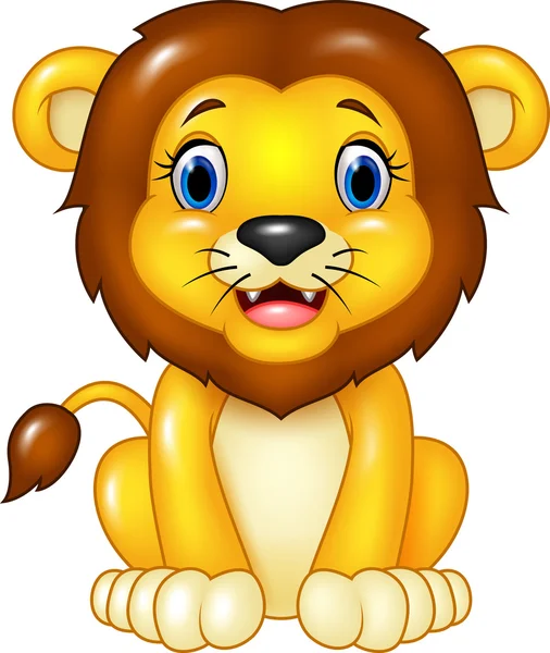 Happy cartoon lion vergadering geïsoleerd op witte achtergrond — Stockvector