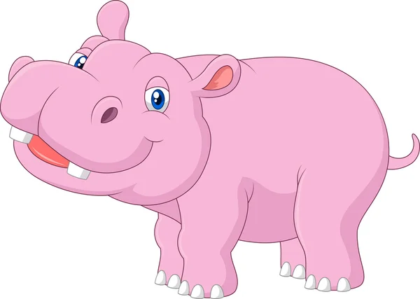 Cartoon baby hippo poseren geïsoleerd op witte achtergrond — Stockvector