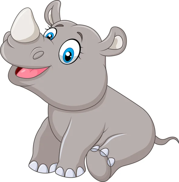 Karikatúra baba rhino ült elszigetelt fehér background — Stock Vector