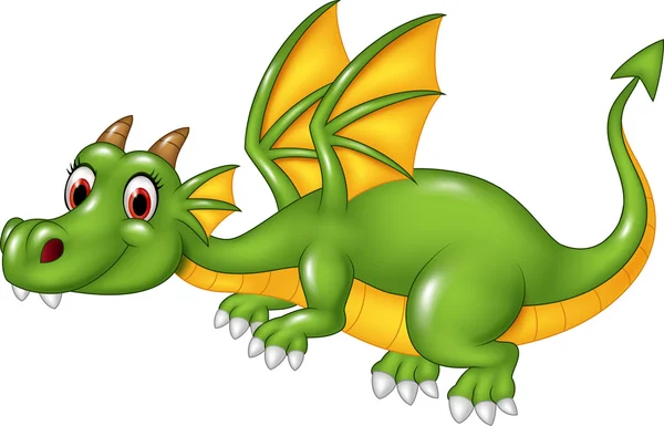 Schattig green dragon vliegen. geïsoleerd op witte achtergrond — Stockvector