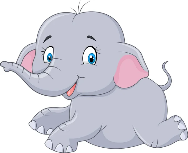 Lindo elefante bebé sentado aislado sobre fondo blanco — Vector de stock