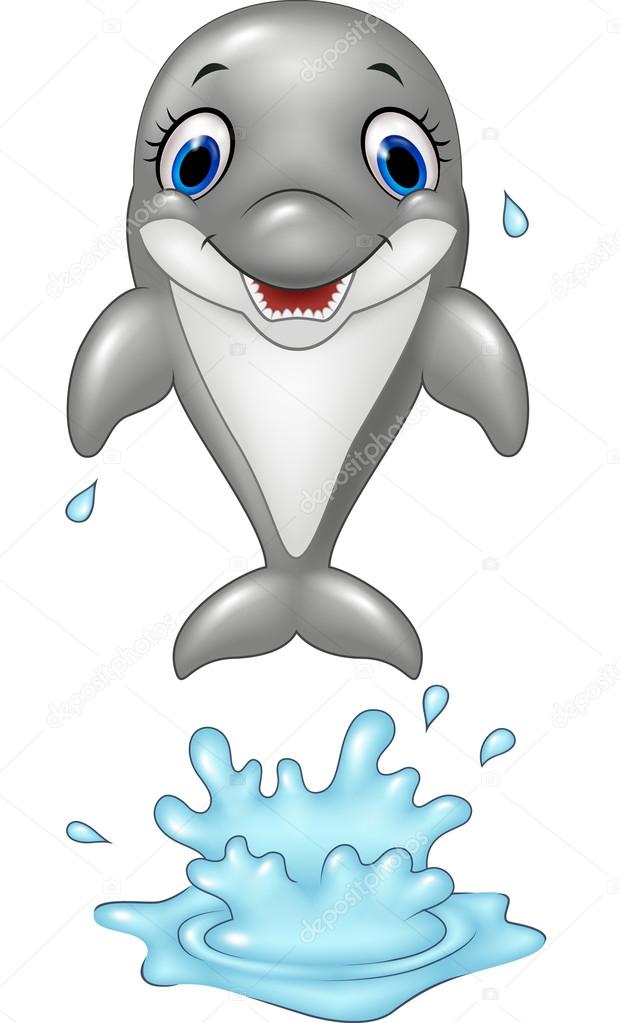 Cartoon dolphin jumping out of the water