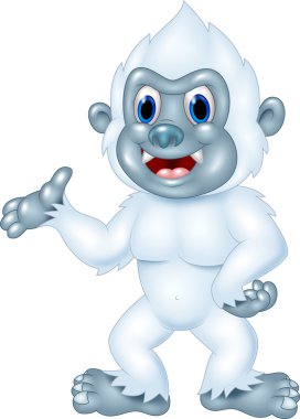 Beyaz arka plan üzerinde izole yeti sunulması çizgi film