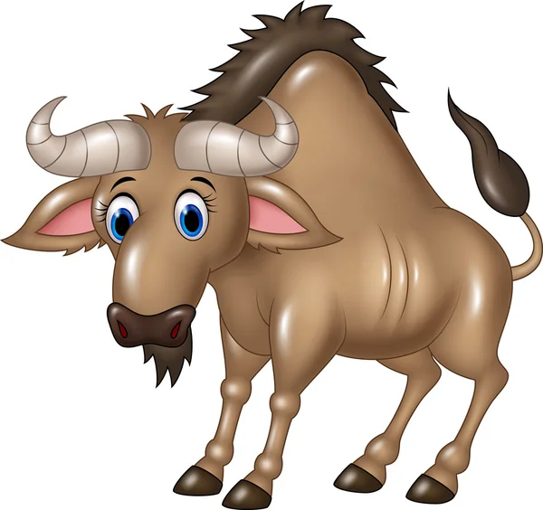 Cartoon Wildebeest mascot isolated on white background — Stock Vector