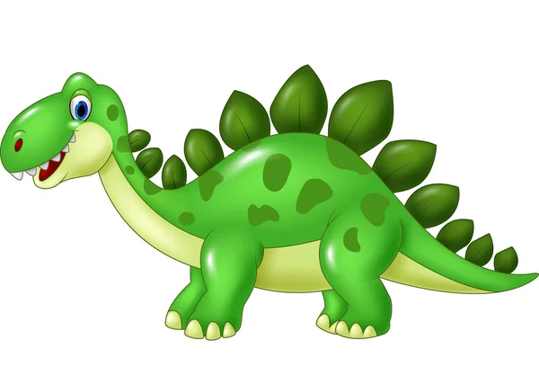 Dibujos animados divertida mascota Stegosaurus aislado sobre fondo blanco — Vector de stock